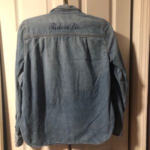 J. Crew chambray long sleeve ride or die shirt